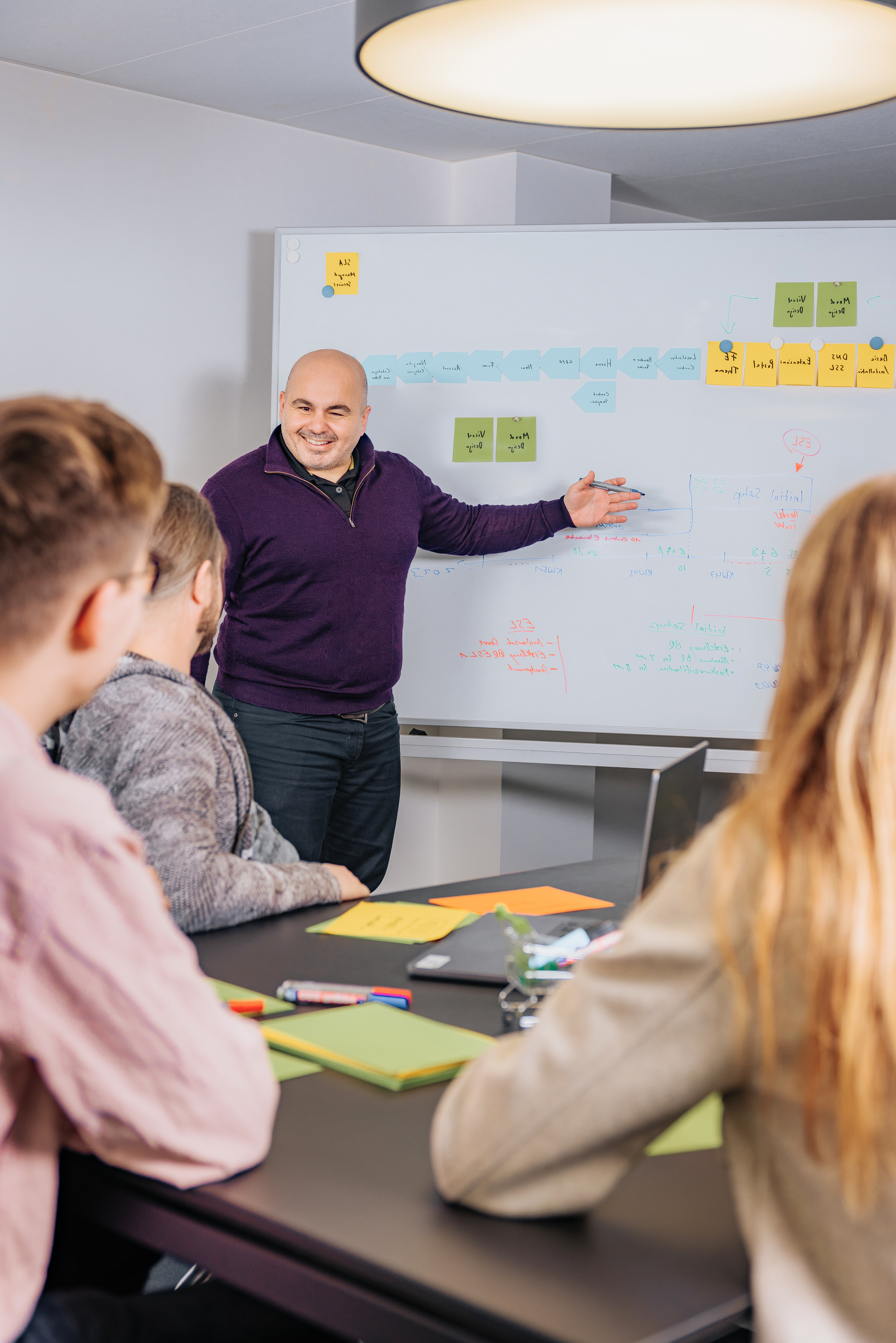 Mann steht vor einem Whiteboard