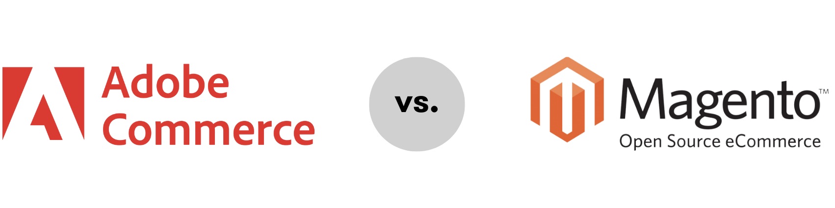 The image shows the Adobe Commerce and Magento Commerce logos