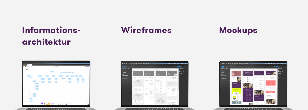 Illustration of the design process for the website relaunch